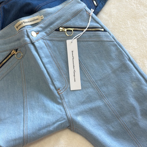 NWOT stoned immaculate side zip wide leg jeans - light denim wash (P2) - Picture 10 of 10